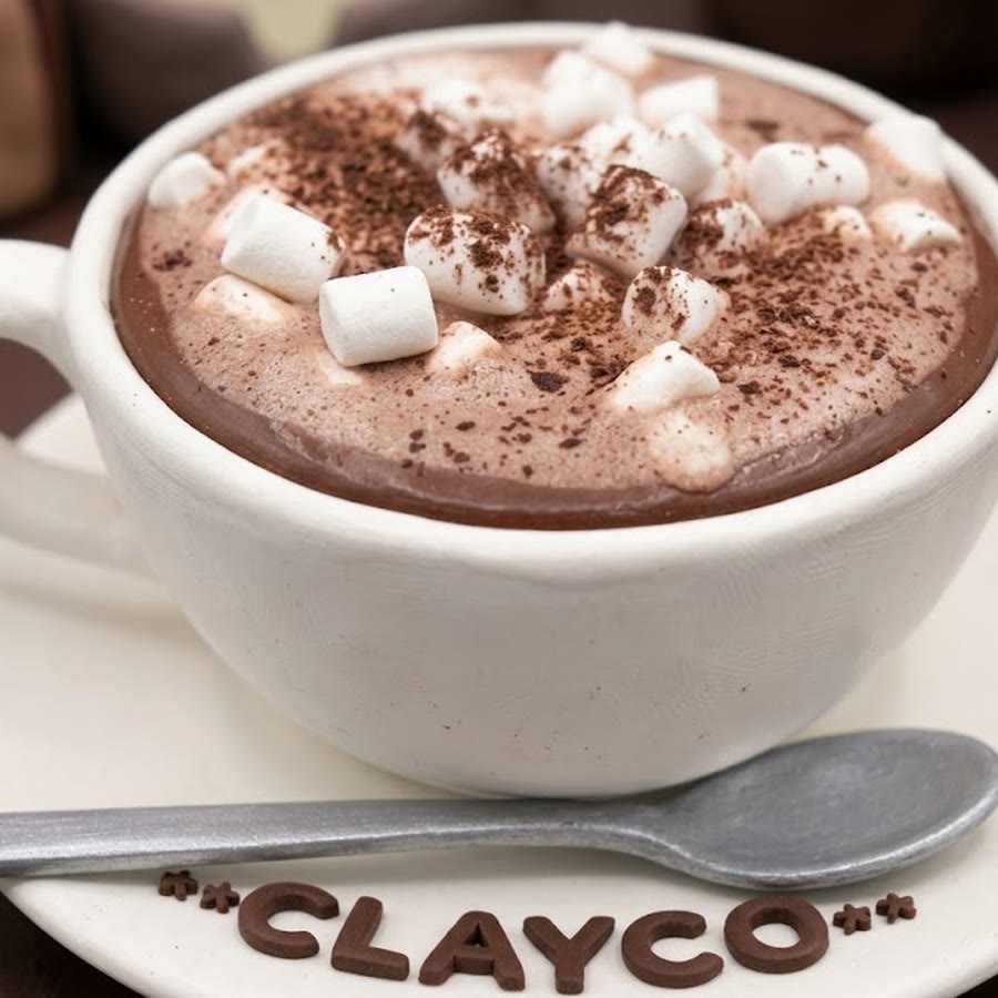 A CLAYCO hot chocolate topped with cream